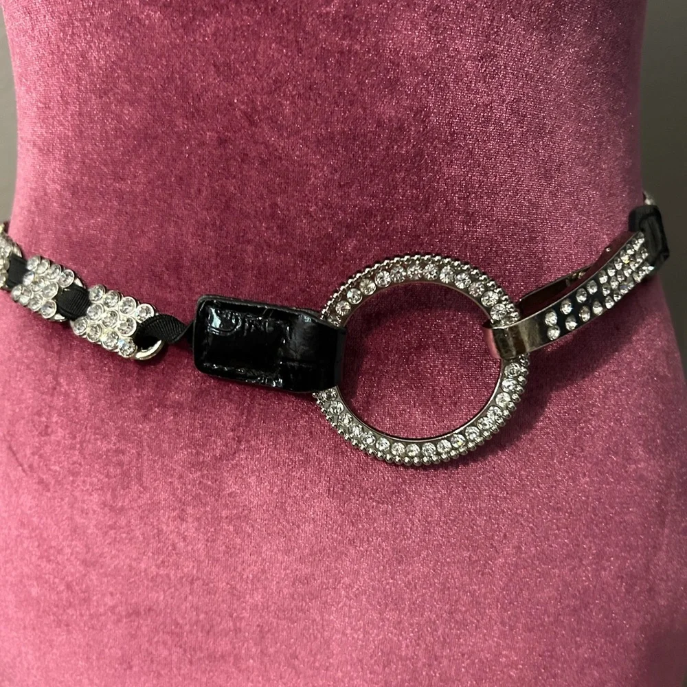 Crystal Fashion Statement Belt Silver and Black